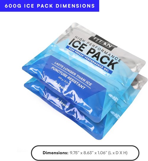 Arctic Zone Titan Deep Freeze Ice Pack - 600g High-Performance, Puncture-Resistant Cold Pack (2 Pack)
