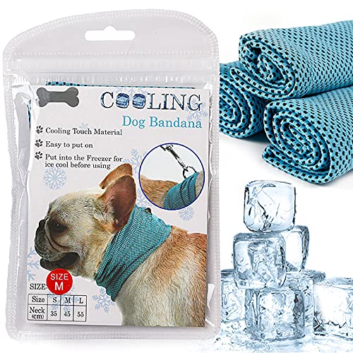 Dog Cooling Bandana Collar - Instant Cooling Scarf for Medium Dogs, Blue