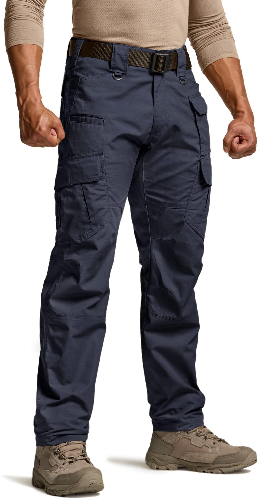 CQR Men's Tactical Pants, Water Resistant Ripstop Cargo Pants, Lightweight EDC Work Hiking Pants, Outdoor Apparel, Duratex Mag Pocket Police Navy, 42W x 30L