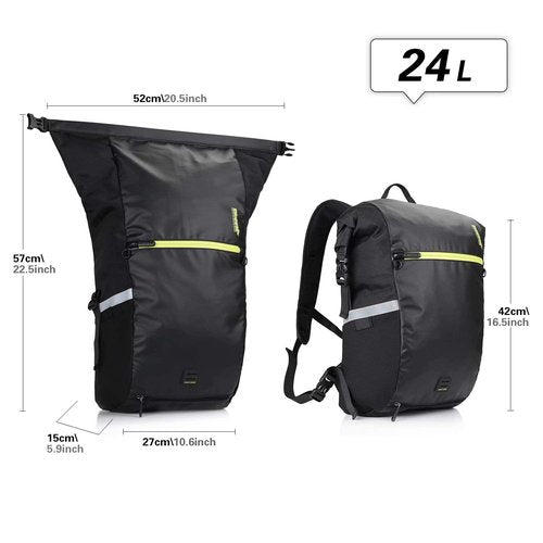Rhinowalk Multifunction 24L Bike Pannier Bag Waterproof Bicycle Rear Seat Bag Laptop Backpack Motor Bag Luggage Bag