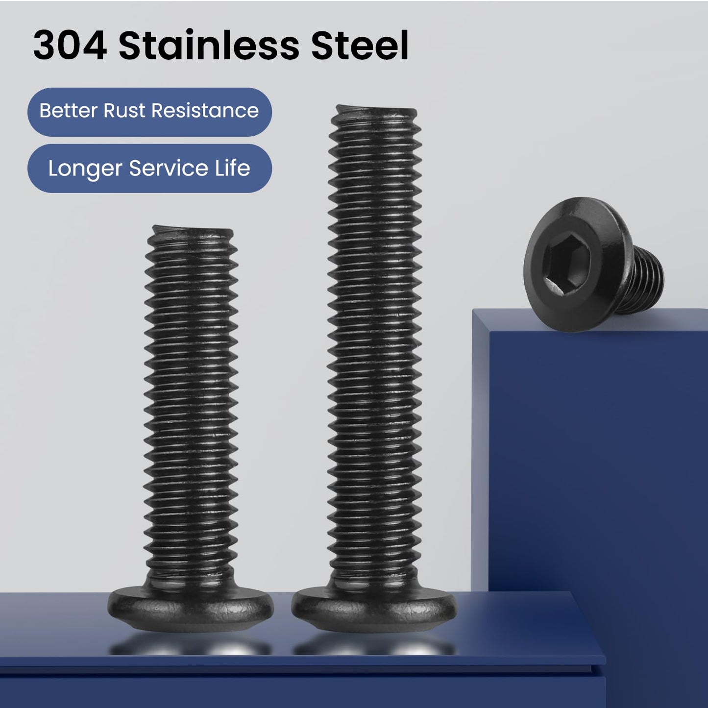 20Pcs 1/4-20 Bolt, 1/4-20 x 3 Flat Head Hex Socket Cap Screws, 304 Stainless Steel 18-8 Furniture Bolts, Black Zinc Finish, Full Thread (with Hex Spanner)