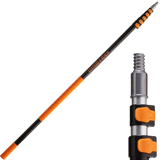 5-24 ft Long Telescoping Extension Pole // Multi-Purpose Extendable Pole with Universal Twist-on Metal Tip // Lightweight and Sturdy // Best Telescopic Pole for Painting, Dusting and Window Cleaning