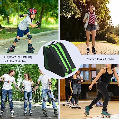 Large Capacity Ice Skate Bag - Green, Fits Quad & Inline Skates