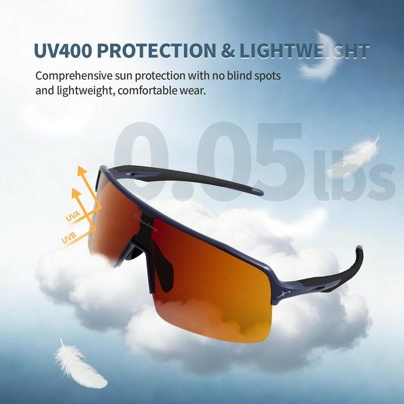 BangLong Running Sunglasses for Men Women - 24g Lightweight UV400 Protection Sports Sun Glasses for Cycling Driving Baseball, Navy