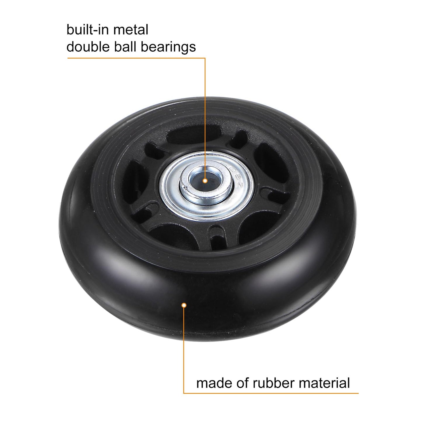 uxcell Replacement Luggage Wheels 68x24mm Suitcase Wheel Repair Kits Include 4 PU Bearing Wheels & Washers, Wrenches & Axle Screw for Trolley Bag, Inline Skate and Caster Board