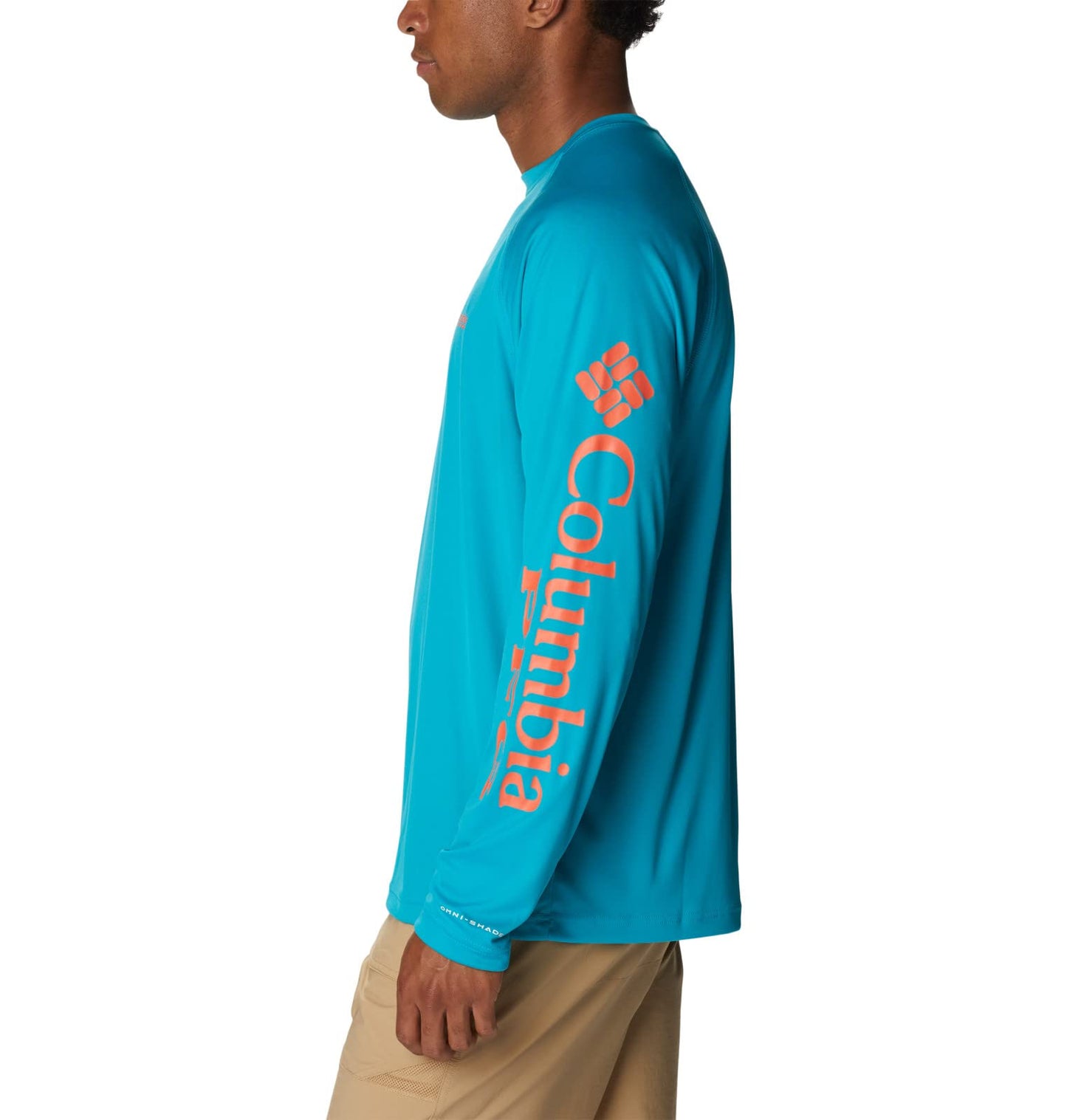 Columbia Men's Terminal Tackle Long Sleeve Shirt, Ocean Teal/Corange Logo, 4X Tall
