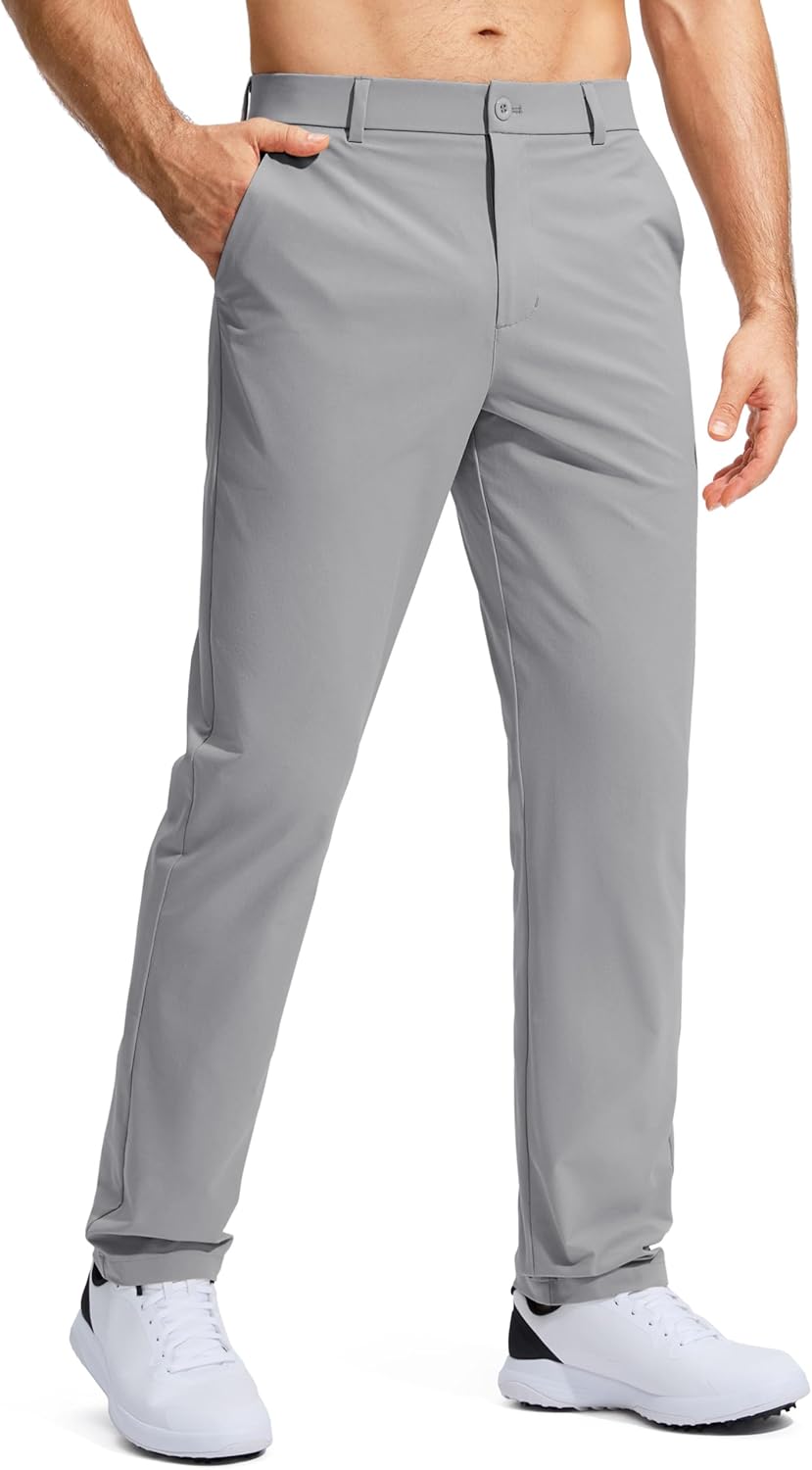 Pudolla Men's Golf Pants - Lightweight Quick-Dry Stretch Trousers | Comfy Casual Slacks with Pockets (30"/32"/34")