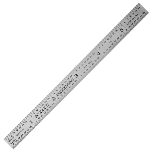 PEC Tools Flexible 6" Steel Ruler, 1/50" Thick X 1/2" Wide, Machinist Metal Ruler Scale with Markings 1/10", 1/50", 1/32", 1/64", Tempered Steel, Made in USA