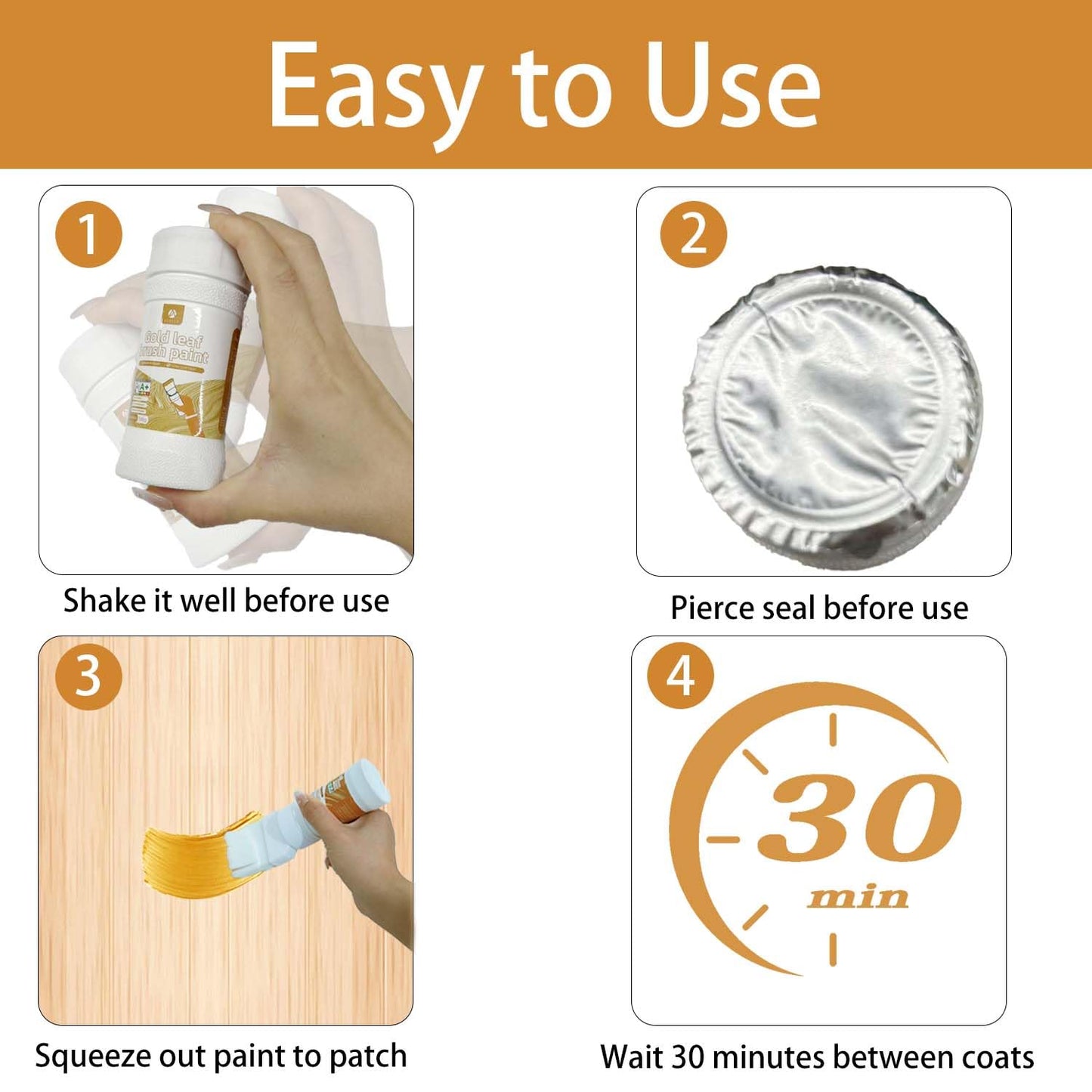 Anirun Liquid Gold Leaf Paint 6.35 Oz, 2 in 1 Furniture Paint for Wood, Art, Painting, Handcrafts, Clay Craf, Easy to Apply DIY Crafts(Pack of 1)