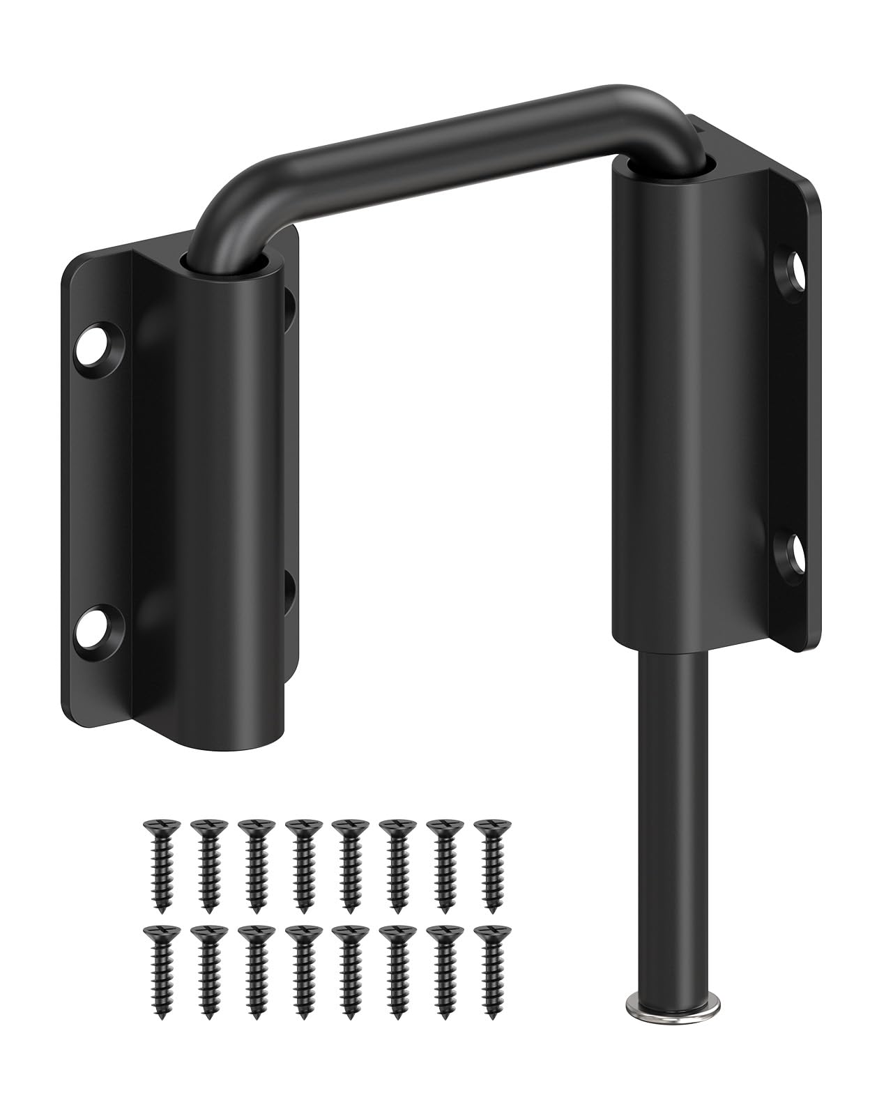 MeBantoo Updated U Patio Sliding Door Loop Lock Latch - 90/180 Degree Aluminum Alloy Security Bolt Lock for Barn, Garden, Fence Gate, Window - Multi-Angle Mounting (Black-1 PC)