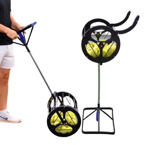 Lamiaraga Multi-Functional Tennis Ball Picker – Tennis Ball Storage Basket & Ball Launcher, Ideal for Beginners, Holds 80 Balls, Quick Setup