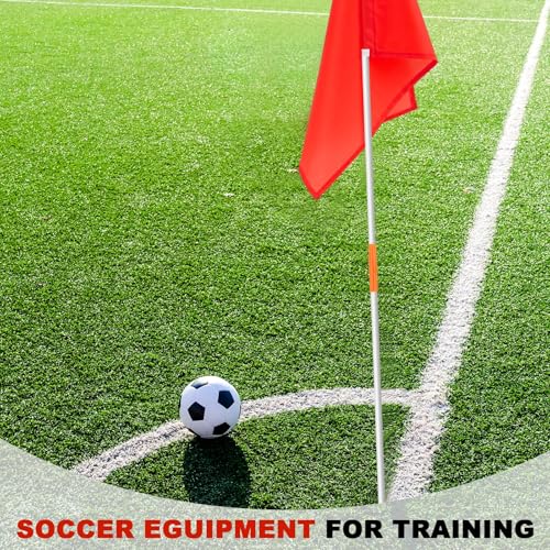 67" Soccer Corner Flags Set with Agility Poles - Durable Training Equipment