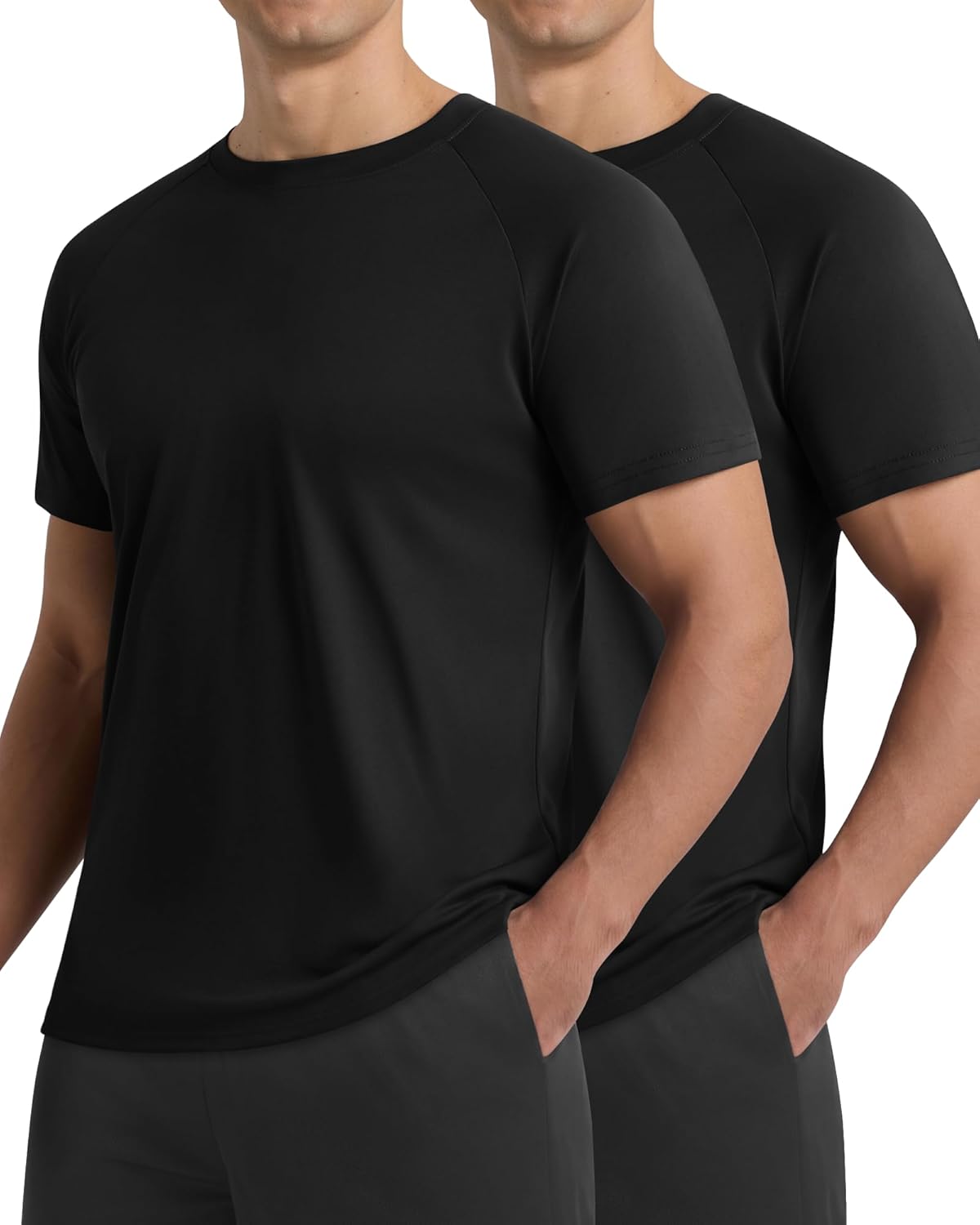 Skiennix Men's Workout Shirts - Quick Dry Moisture-Wicking T-Shirts for Gym & Running | 2-Pack Black