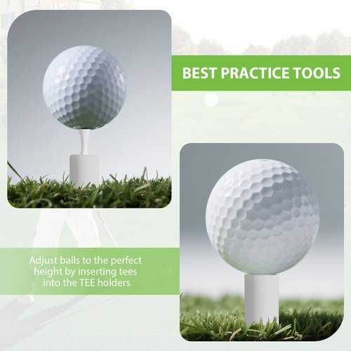 heqxwl Rubber Golf Tees for Mats, Cross Shaped Golf Tee Holder Set for Driving Range & Simulator Practice, 5 Sizes 10p Unbreakable Tees & 20p Ball Stud for Indoor Outdoor Use (White)