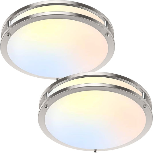 36W Dimmable LED Ceiling Lights - Super Bright Flush Mount Fixtures, 2-Pack, 13 Inch, Adjustable 2700K-6500K for Bedroom & Kitchen
