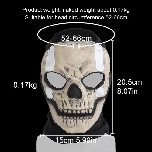 Airsoft Cosplay Ghost Balaclava Full Face Skull Masks Skeleton Mask Halloween Moive Prop Party Costume for Paintball Gear CS War Game Outdoor Sport (White)