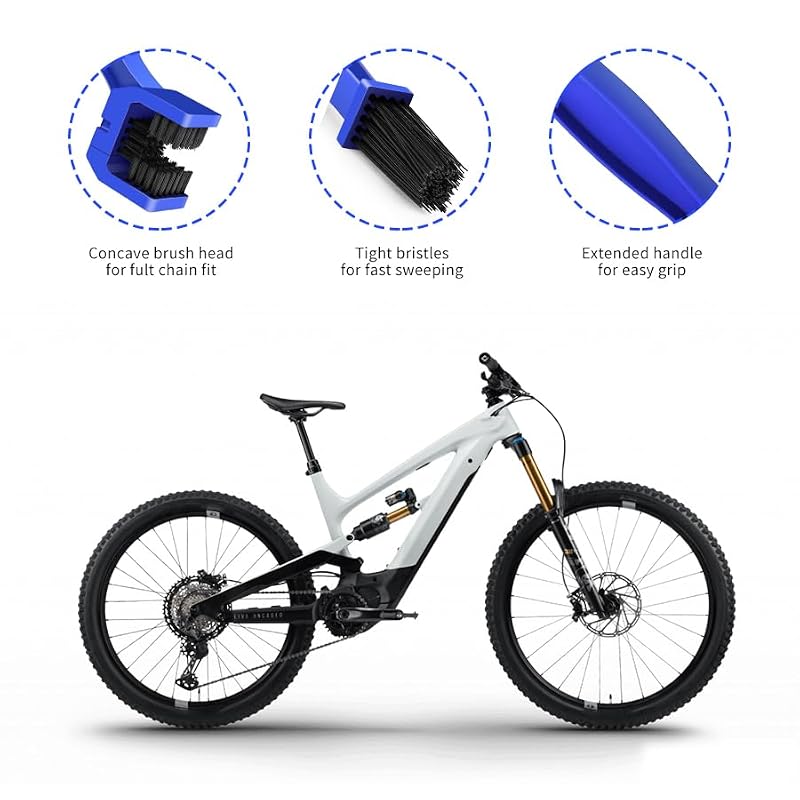 2 PCS Motorcycle & Bicycle Chain Cleaning Brush Set - Blue & Black