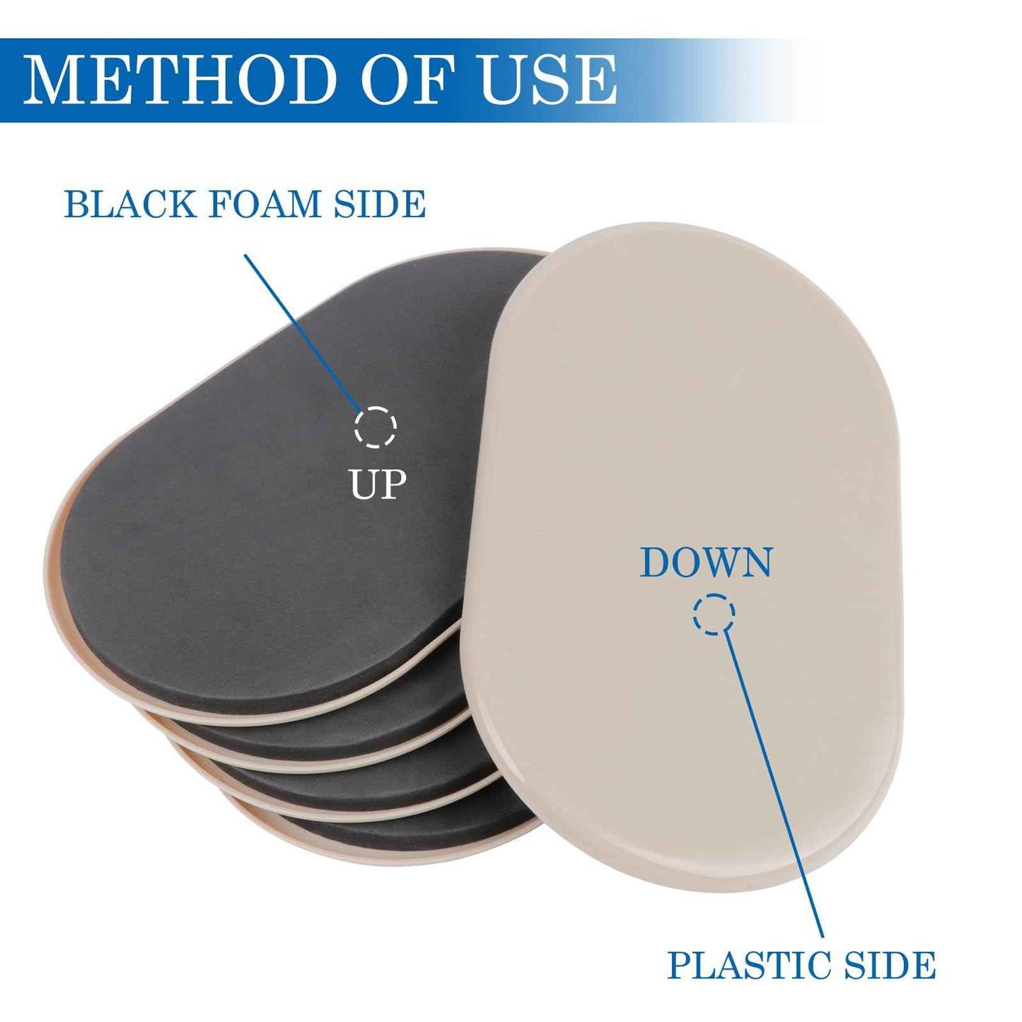 Kayzn 8 Pack Furniture Sliders, 9-1/2" x 5-3/4" Large Furniture Sliders for Carpeted Floors, Reusable Moving Pads Sliders for Heavy Furniture - Effortless Moving and Surface Protection