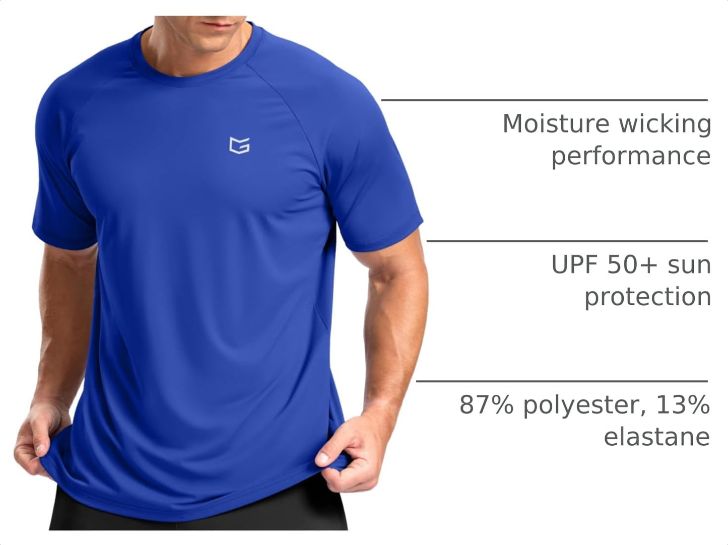 G Gradual Men's Athletic Workout T-Shirts Moisture Wicking Cooling Running Shirts Short Sleeve Performance Tee for Gym Tennis(Royal Blue,XXL)