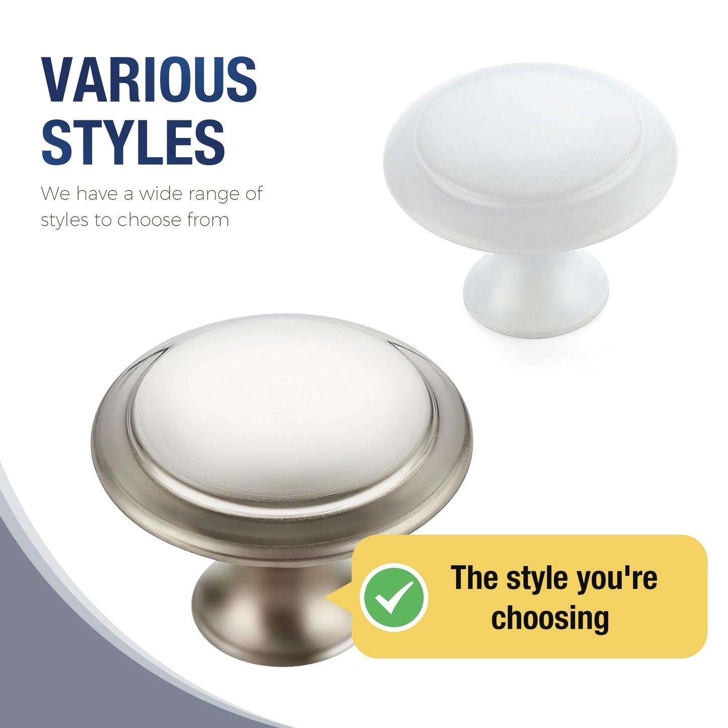 JOY DECOR 10 Pack Brushed Nickel Cabinet Drawer Hardware 30mm Kitchen Cabinet Knobs Drawer Pulls with Installation Screws for Dressers Kitchens Cupboard