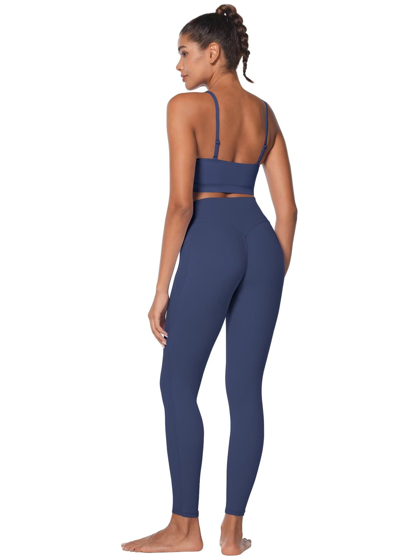 Sunzel Sunzfly High Waist Yoga Pants with Pockets, Workout Leggings for Women Tummy Control, No Front Seam Yoga Leggings 26" Black Medium