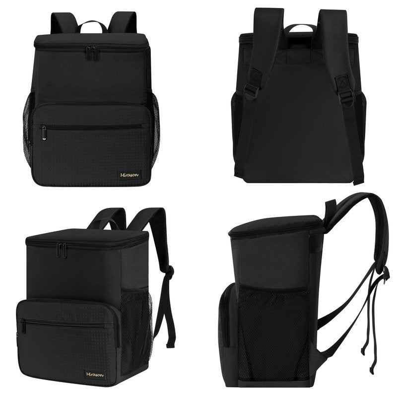 MIRASON Cooler Backpack Insulated Leak Proof Beach Backpack Cooler Bag, Cooling Beer Lunch Backpack Cooler for Men Women Picnic Hiking Camping Travel with 4 Pockets, Black