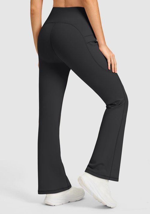 Jarvanv Women's Fleece Lined Pants with Pockets High Waist Thermal Flare Leggings Hiking Yoga Pants for Winter Cold Weather(Black, XL)