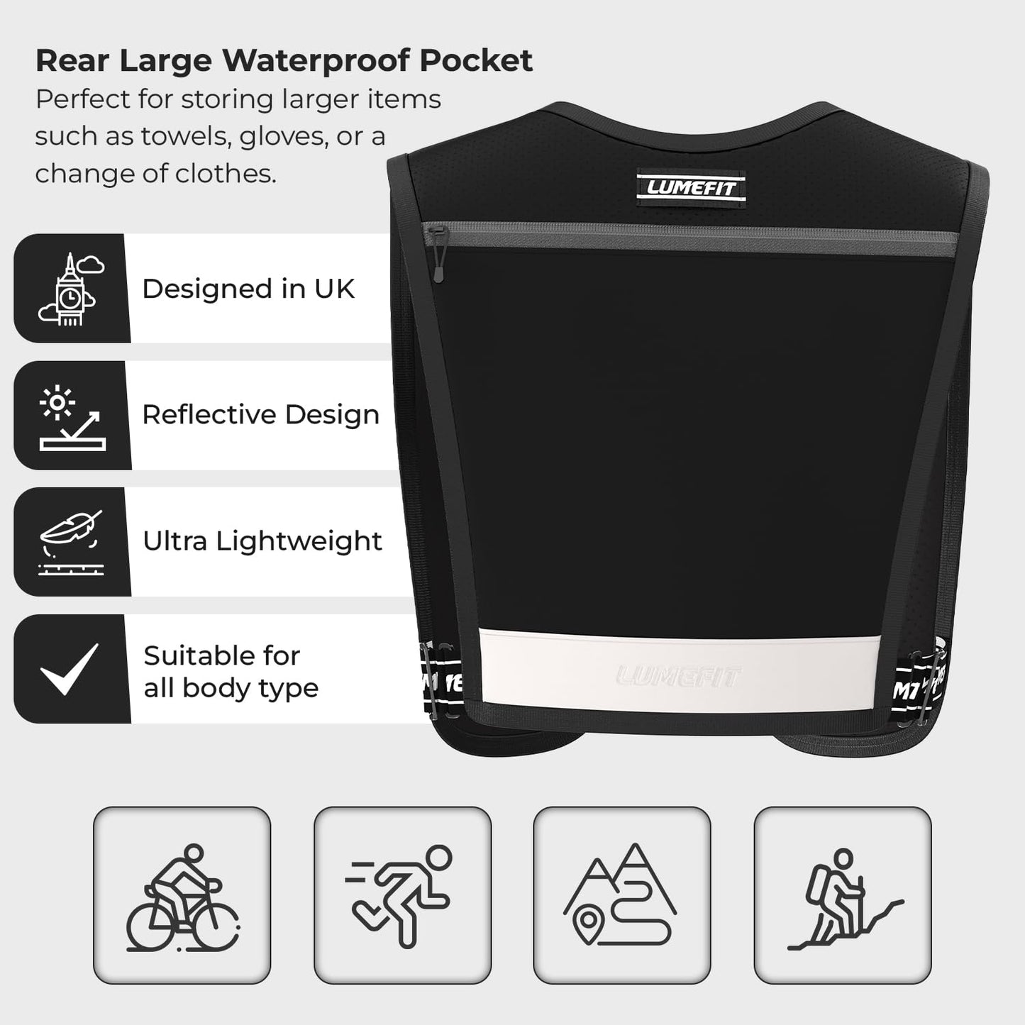 LUMEFIT Running Vest Phone Holder - Hydration Vest with Water Bottle- Reflective Vest for Men and Women- Running Hydration Vest Waterproof Phone Pouch