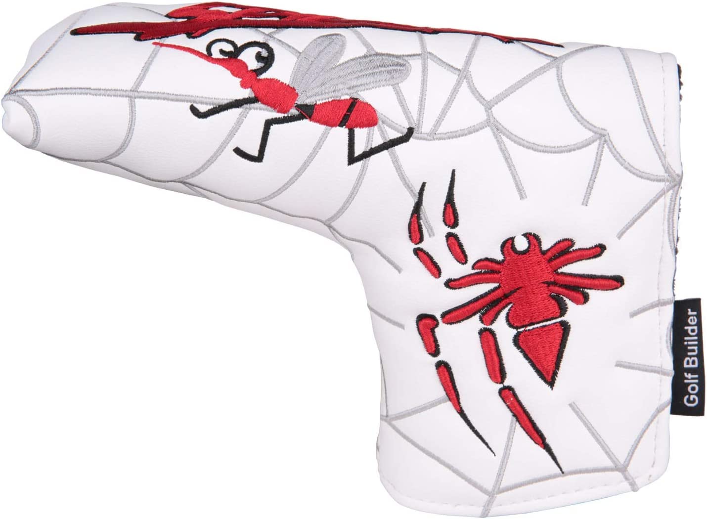 Topblux Golf Putter Headcover Covers Cover for Blade Putters, Spider Embroidery Blade Putter Headcovers with Magnetic Closure (White)
