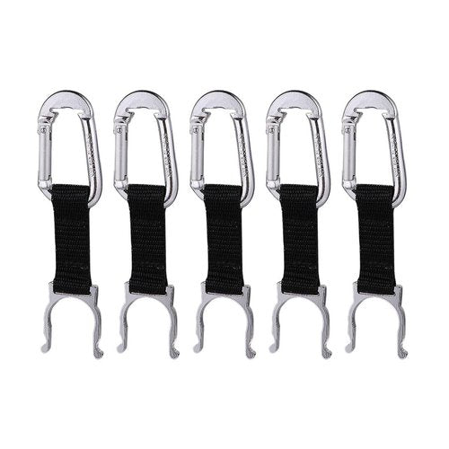 Hemoton Water Bottle Holder Clip Lightweight Aluminum D-Shaped Buckle Portable Carrier for Camping Hiking Outdoor Sports 5-Pack