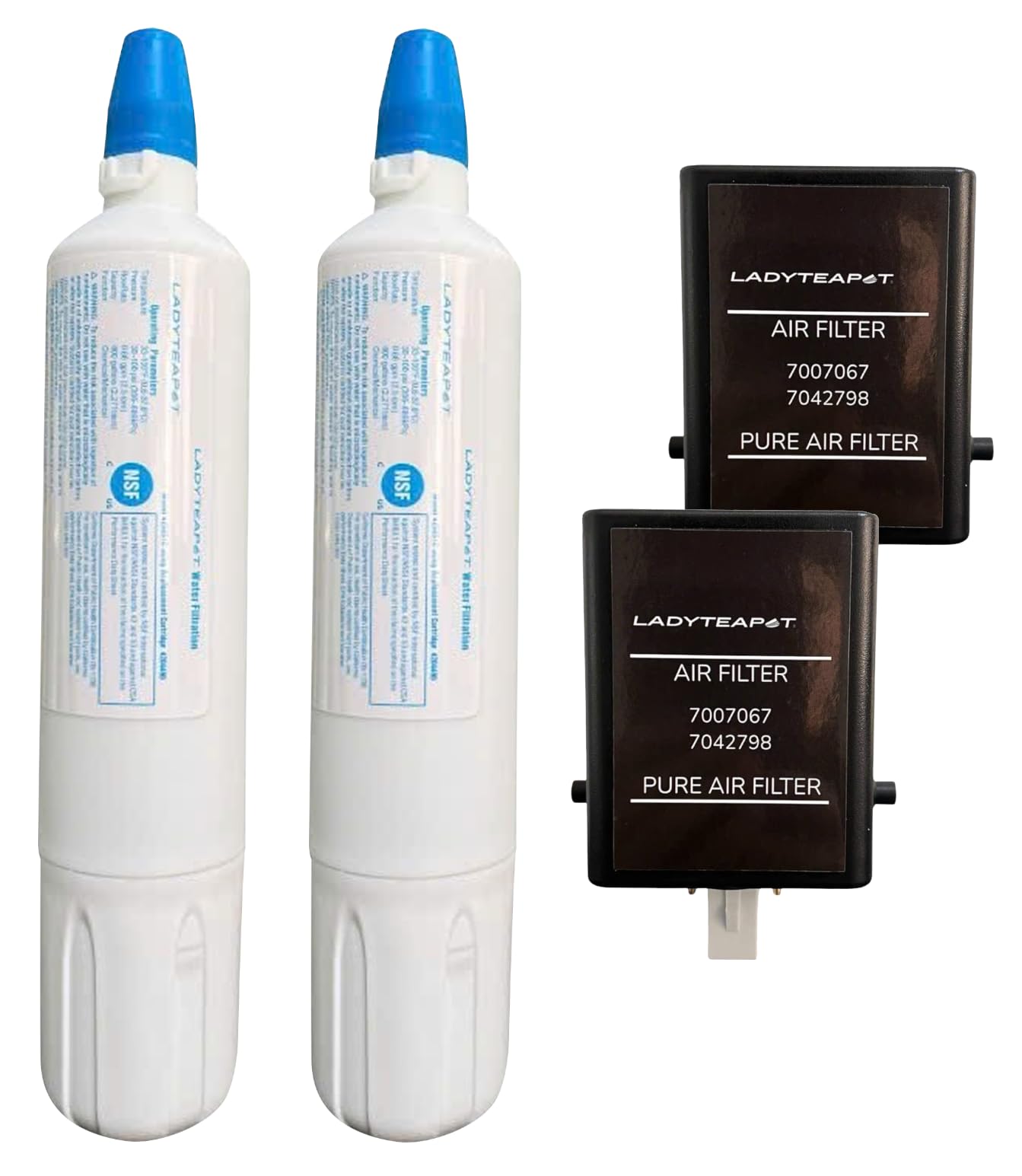 Replacement 4204490 Water Filter and 7007067 Air Purification Cartridge Combo Pack, Compatible with Sub-Zero 4204490, 4290510 Water Filter, 7042798/7007067 Air Filte (2 + 2 Count)