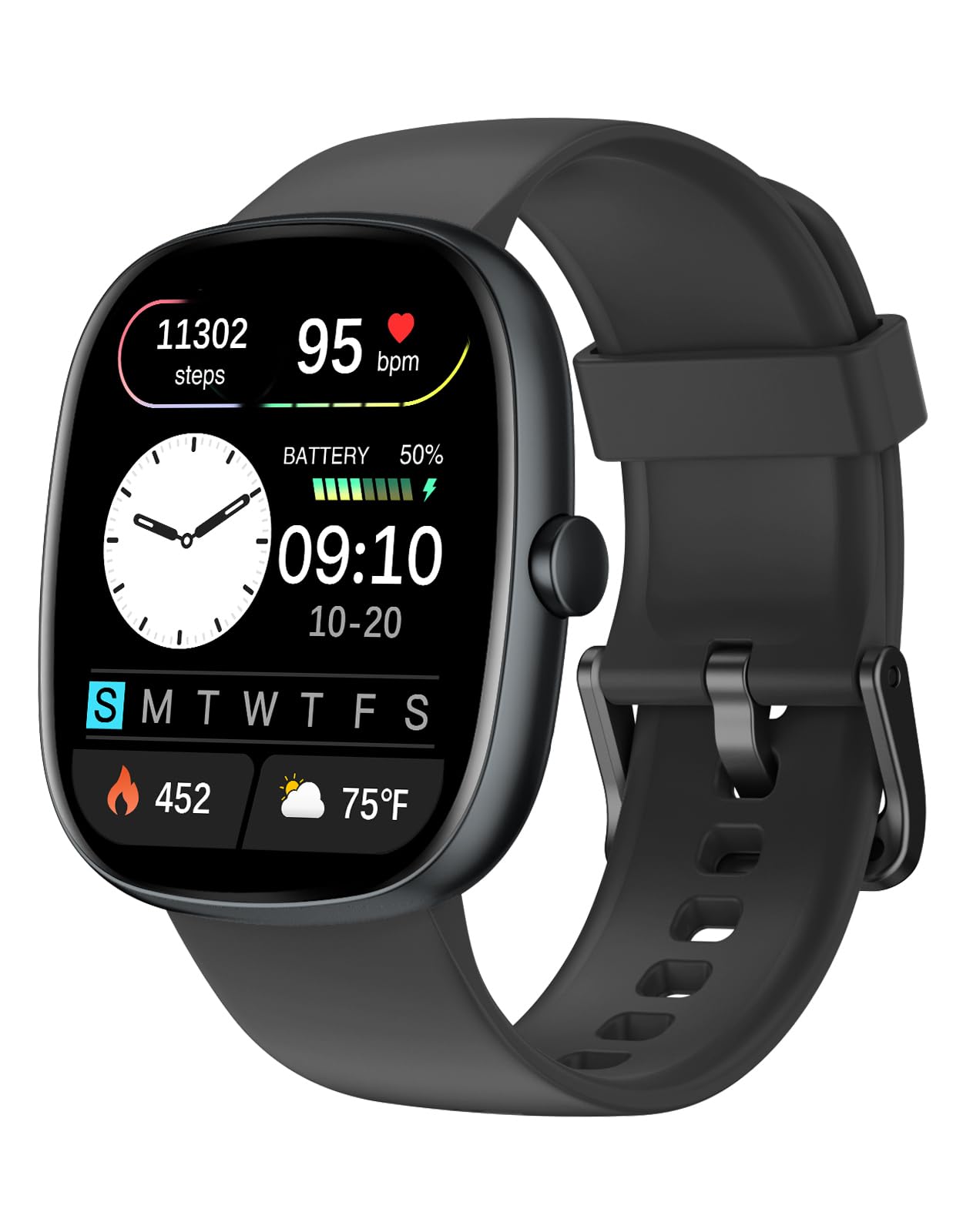 Fitness Trackers for Men Women with Bluetooth Call 24/7 Heart Rate & Blood Oxygen Monitor Sleep Tracker, Steps/Calories Counter Stopwatch/Timer/Alarm Clock, Pedometer for Walking Waterproof (Black)