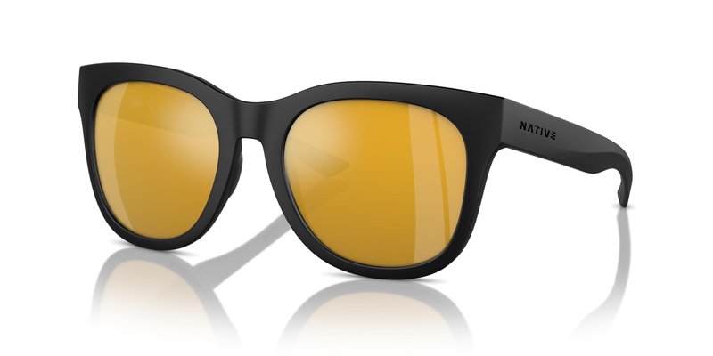 Native Woman Sunglasses Matte Black Frame, Bronze Reflex Polarized Lenses, 55MM