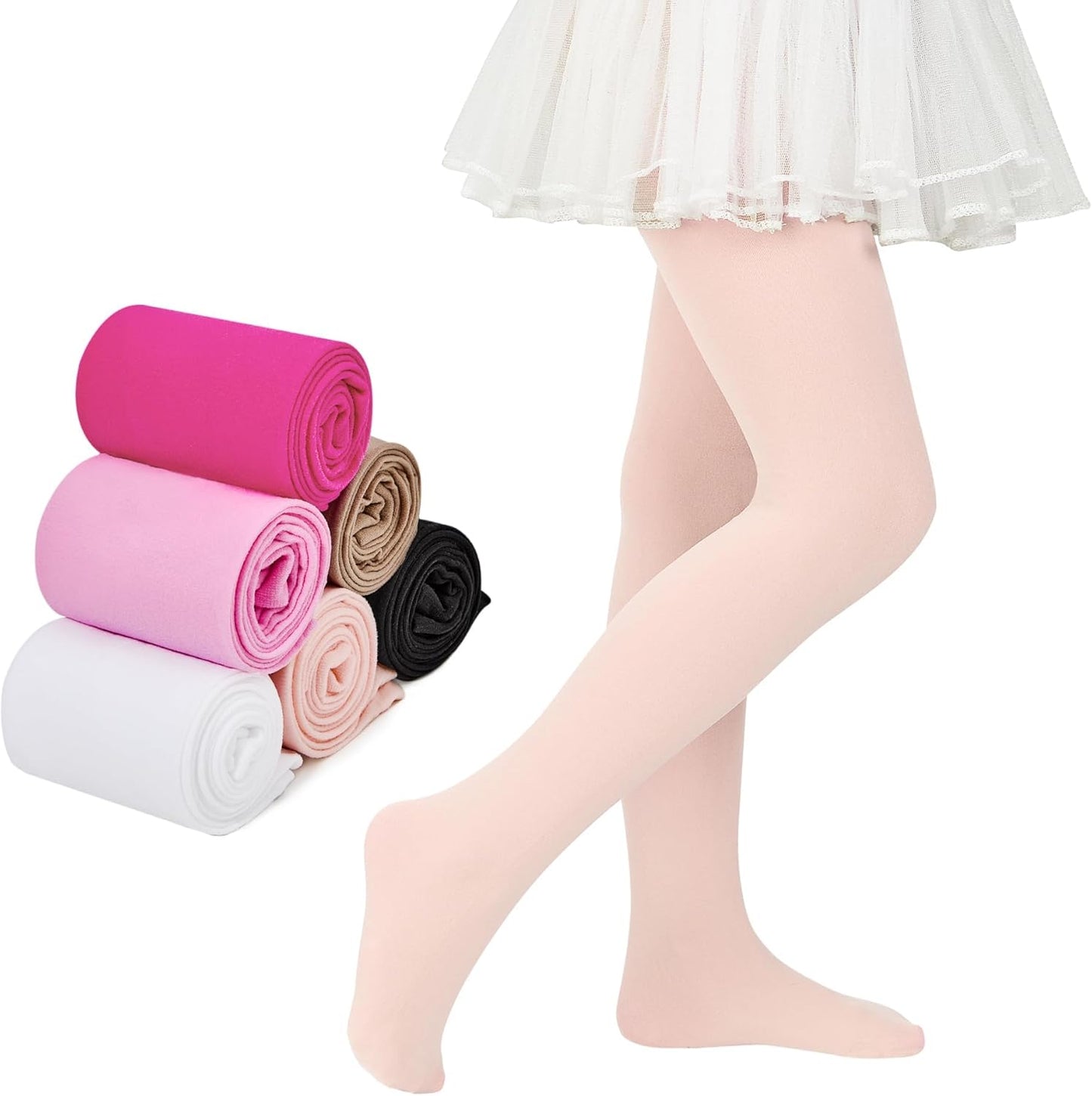 American Trends 6-Pack Toddler Ballet Tights - Soft, Versatile Tights for Girls Ages 1-14 | Perfect for Dance and Daily Wear