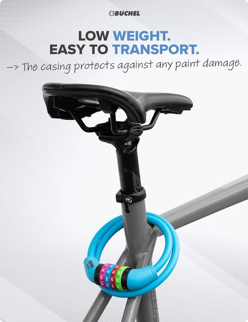 Büchel Bike Locks - Colorful Keyless Cable Lock for Kids - Secure & Easy-to-Use Bicycle Accessory