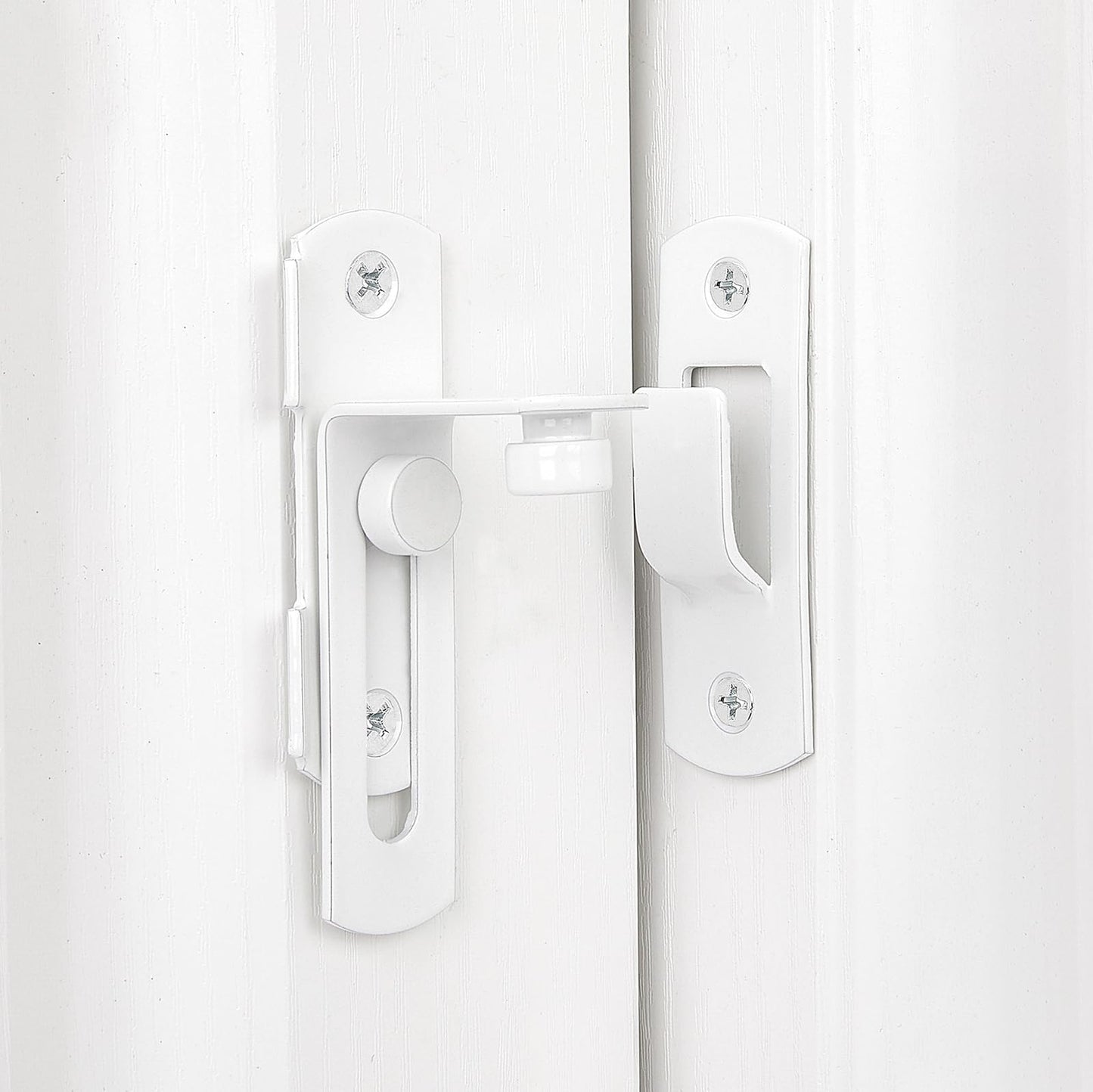 INIRET 2 Packs 90 Degree Flip Barn Door Lock Latches，White Stainless Steel Gate Latch Security Door Latch for Barn Door Safety Door Lock,Sliding Door Antique Lock Wine Cabinet Closet Door Latches