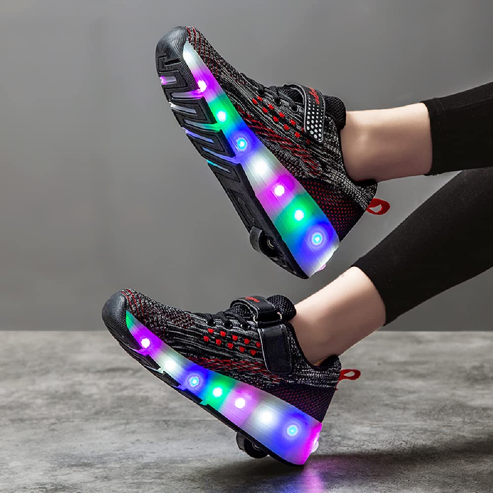 SDSPEED 7 Colors LED Rechargeable Kids Roller Skate Shoes with Single Wheel Shoes Sport Sneaker