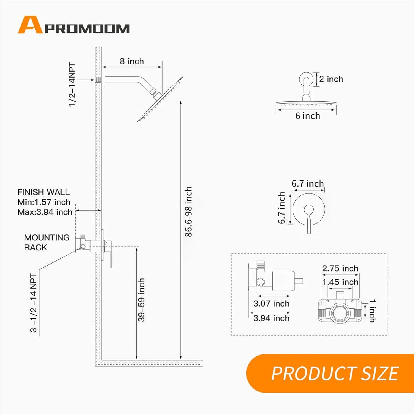 High Pressure 6-Inch Rain Shower Head & Faucet Set with Valve - Modern Bathroom Fixtures