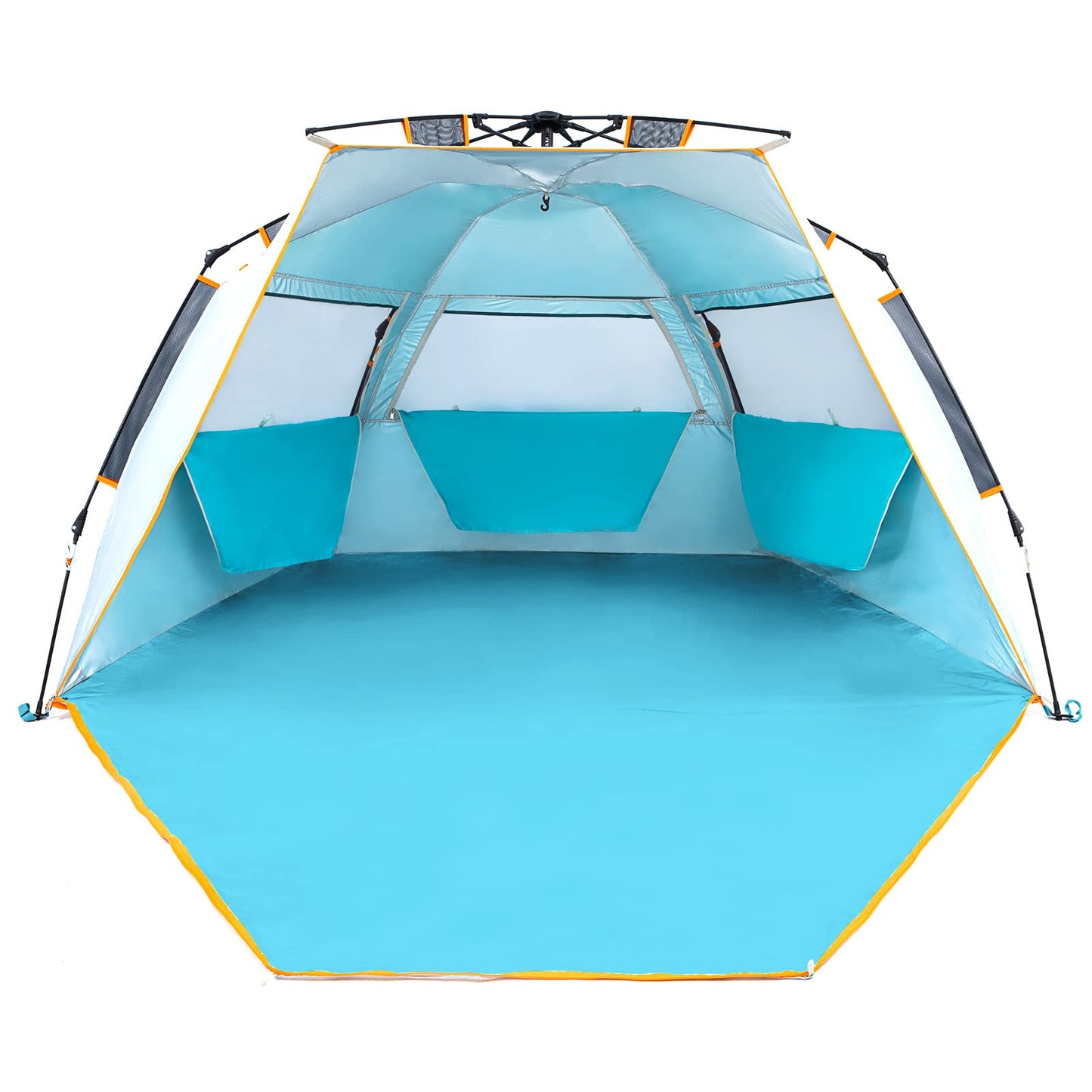 Wolfwise Instant Beach Tent Sun Shelter with Zippered Extendable Porch for Privacy, Portable with Carrying Bag, Easy Setup Pop up Beach Shade for 3-4 Person, 85 x45x49 IN, Blue