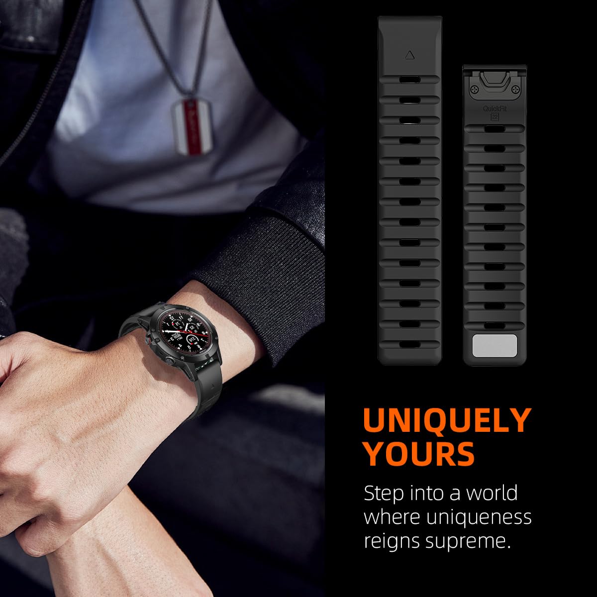 Strong Magnetic Sport Bands Compatible for Garmin Fenix 7X / Fenix 6X / Fenix 5X/Enduro 2, Quick Fit 26mm Adjustable Silicone Wrist Strap with Stainless Steel Clasp for Tactix 7 Pro, epix Pro 51mm