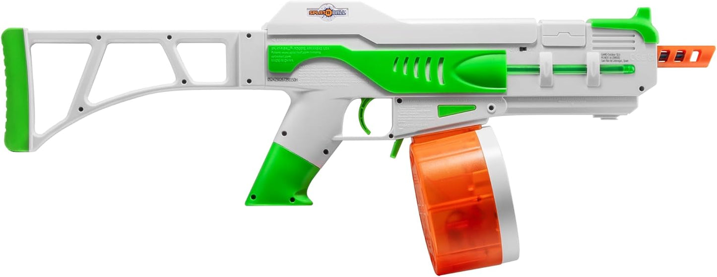 SplatRBall SRB1200 Water Gel Ball Blaster Kit - Glow-in-the-Dark, LED Lights, 225 FPS, 1200-Round Drum - Green/White