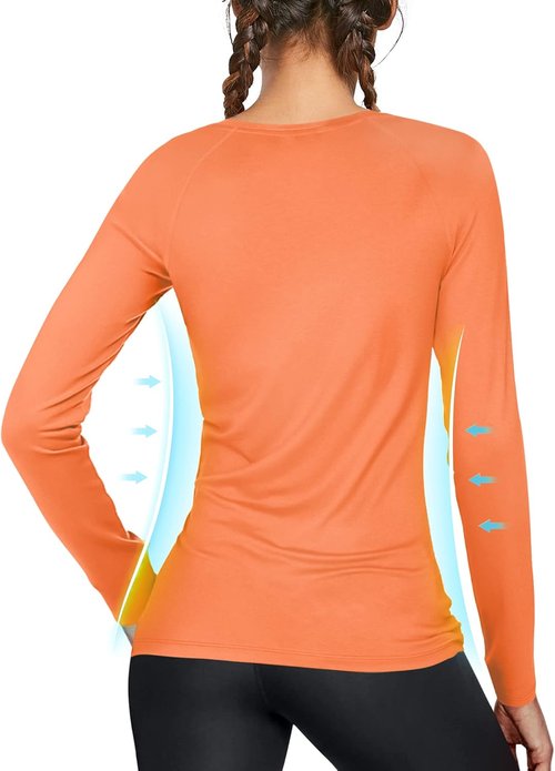 Isnowood Women's UPF 50+ Sun Protection Long Sleeve Rash Guard | Athletic Swim Shirt for Hiking & Running