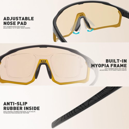 KAPVOE Photochromic Cycling Glasses Men Women Clear Mountain Bike Sunglasses MTB Sports Transition Triathlon Running - K93