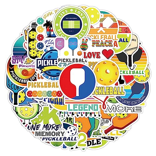 Pickleball Stickers - 50 Cute Vinyl Decals for Laptops & Water Bottles