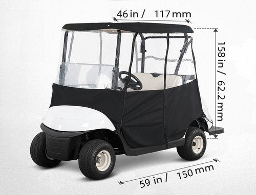 Anrgterg Golf Cart Enclosure 2 Passenger, Golf Cart Rain Cover Waterproof Dual Zipper Door Design Portable 300D Driving Enclosure Black
