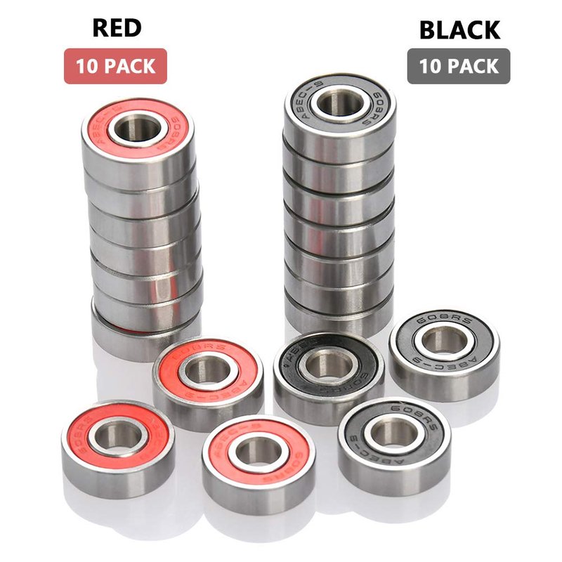 TIMESETL 20 Pack 608-2RS Ball Bearings, Double Rubber Sealed Miniature Deep Groove 608RS Bearings for Skateboards, Inline Skates, Scooters, Roller Blade Skates, 8 x 22 x 7mm