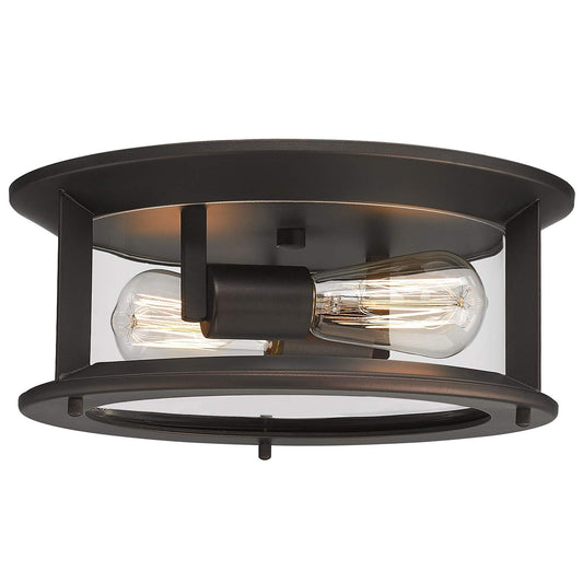 Emliviar Ceiling Light Fixture 12 Inch, Farmhouse Flush Mount Ceiling Light with Clear Glass in Oil Rubbed Bronze Finish, YE19108-F1 ORB