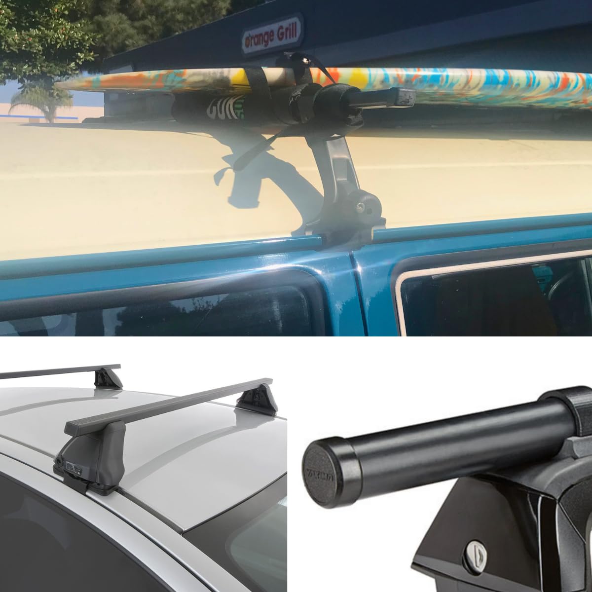 COR Surf Roof Rack Pad for Round or Square Crossbar Surfboard Longboard Kayak SUP Surf Round Crossbar Pads (28")