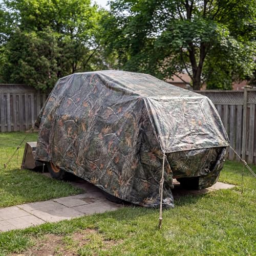 6ft x 8ft Tree Camo Heavy Duty Waterproof Tarp Cover 9 Mil for Outdoor Camping & Hunting