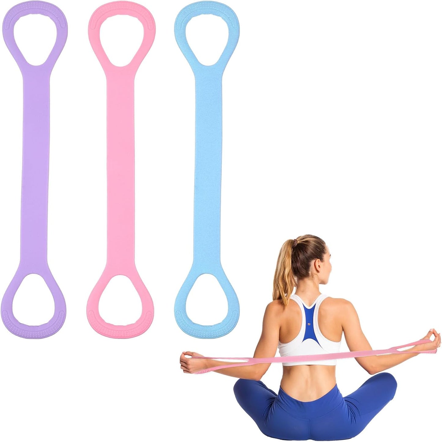 Skiennix Resistance Bands - Figure 8 Elastic Exercise Bands with Handles for Yoga & Pilates | Portable Home Gym Equipment